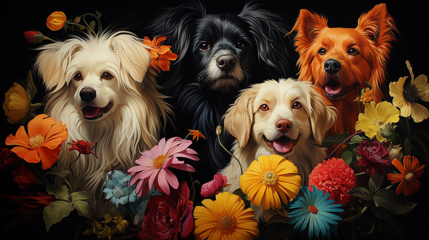 colorful-dogs-with-colorful-flowers